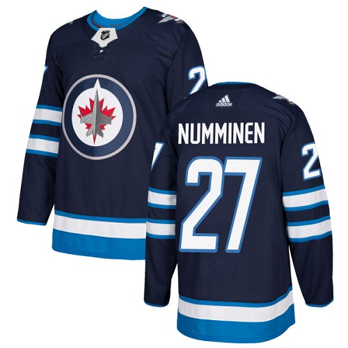 Adidas Men Winnipeg  Jets #27 Teppo Numminen Navy Blue Home Authentic Stitched NHL Jersey